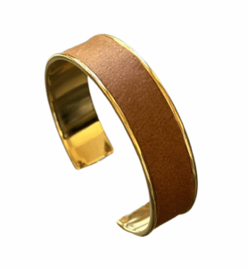 Manchette dorée Cuir de Carpe de Dombes - caramel