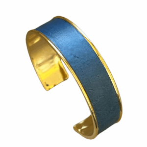 Manchette dorée Cuir de Carpe de Dombes - bleu roi