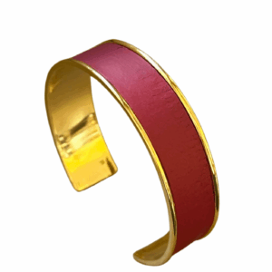 Manchette dorée Cuir de Carpe de Dombes - fuchsia