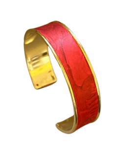 Manchette dorée Cuir de Carpe de Dombes - rouge