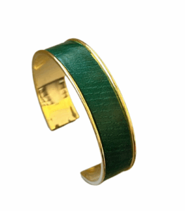 Manchette dorée Cuir de Carpe de Dombes - vert sapin