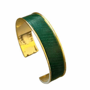 Manchette dorée Cuir de Carpe de Dombes - vert sapin