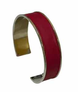 Manchette argentée Cuir de Carpe de Dombes - fuchsia