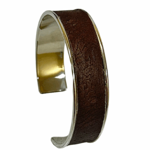 Manchette argentée Cuir de Carpe de Dombes - marron