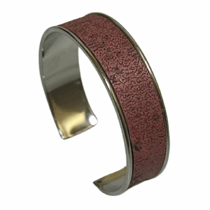 Manchette argentée Cuir de Carpe de Dombes - rose bois
