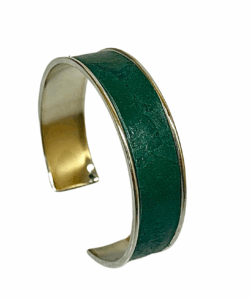Manchette argentée Cuir de Carpe de Dombes - vert sapin
