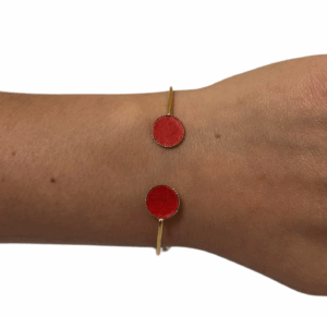 Bracelet bi-ronds doré - rouge
