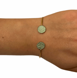 Bracelet bi-ronds doré - pistache