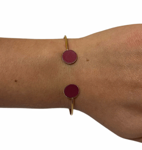 Bracelet bi-ronds doré - fuchsia