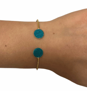 Bracelet bi-ronds doré - turquoise