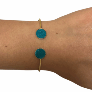 Bracelet bi-ronds doré - turquoise