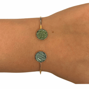 Bracelet bi-ronds doré - vert irisé