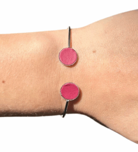 Bracelet bi-ronds argenté - fuchsia