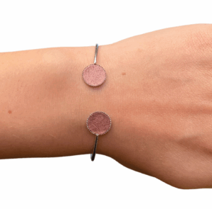 Bracelet bi-ronds argenté - rose bois