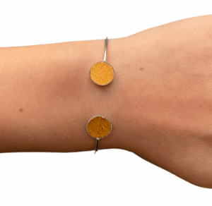 Bracelet bi-ronds argenté - miel