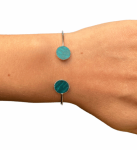 Bracelet bi-ronds argenté - turquoise