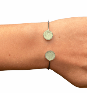 Bracelet bi-ronds argenté - pistache