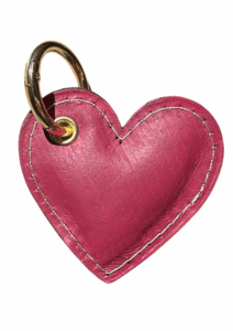 Porte-clé cœur Cuir de Carpe de Dombes - fuchsia