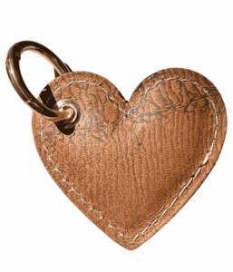 Porte-clé cœur Cuir de Carpe de Dombes - caramel