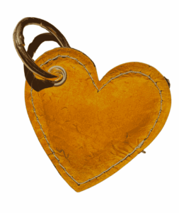 Porte-clé coeur Cuir de Carpe de Dombes -