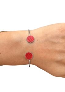 Bracelet bi-ronds argenté - rouge