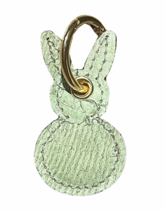 Porte-clé lapin en cuir de carpe - pistache