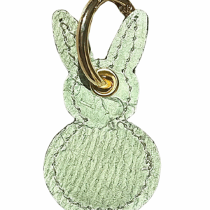 Porte-clé lapin en cuir de carpe - pistache