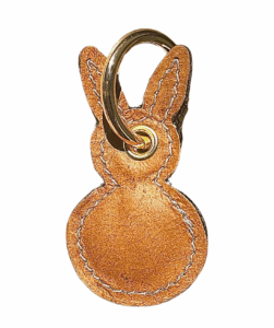 Porte-clé lapin en cuir de carpe - caramel