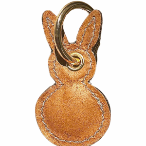 Porte-clé lapin en cuir de carpe - caramel