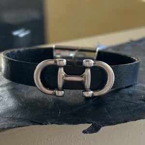 Bracelet Cuir de Carpe de Dombes "mors" - noir