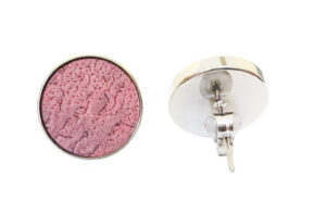 Puces d'oreilles rose bois argentée