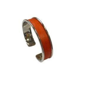 Manchette argentée Cuir de Carpe de Dombes – orange