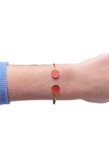 Bracelet bi-ronds doré - framboise