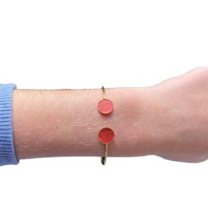 Bracelet bi-ronds doré - framboise