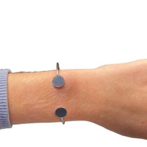 Bracelet bi-ronds argenté- bleu roi