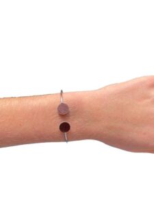 Bracelet bi-ronds argenté - bordeaux