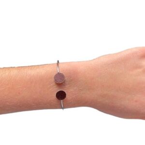 Bracelet bi-ronds argenté - bordeaux