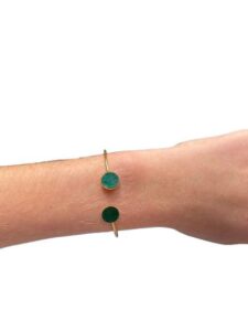 Bracelet bi-ronds doré- vert sapin