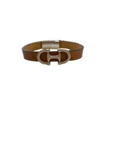 Bracelet Cuir de Carpe de Dombes "mors" – caramel