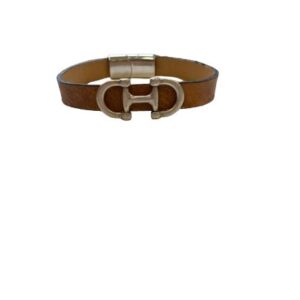 Bracelet Cuir de Carpe de Dombes "mors" – caramel