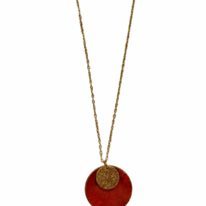 Collier doré Cuir de Carpe de Dombes - framboise