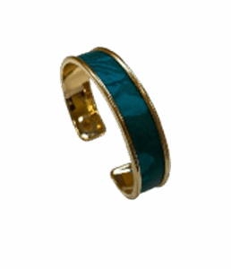 Manchette dorée Cuir de Carpe de Dombes – turquoise