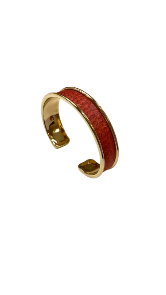 Manchette dorée Cuir de Carpe de Dombes – framboise