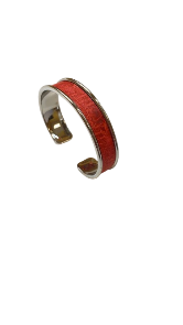 Manchette argentée Cuir de Carpe de Dombes – framboise