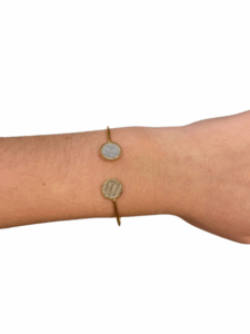 Bracelet bi-ronds doré - blanc irisé COLLECTION NOËL 2025