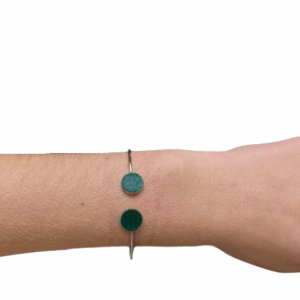 Bracelet bi-ronds argenté- vert sapin