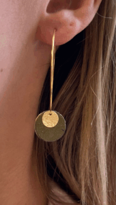 Boucles d'oreilles pendantes dorées - doré Cuir de Carpe de Dombes