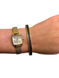 Bracelet Amélia plaqué or- cuir bleu roi