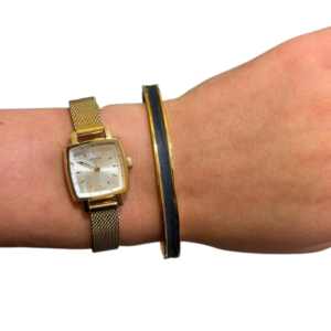 Bracelet Amélia plaqué or- cuir bleu roi