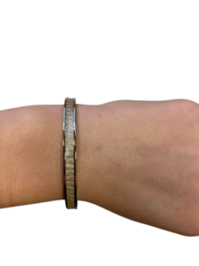 Bracelet Amélia plaqué argent - cuir blanc irisé